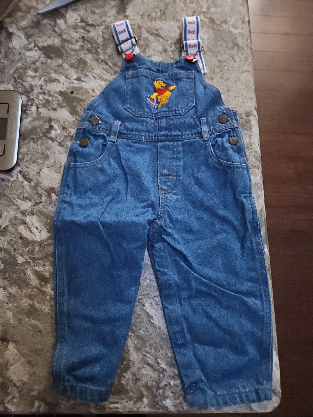 12M Vintage Winnie the Pooh Blue Denim Overalls